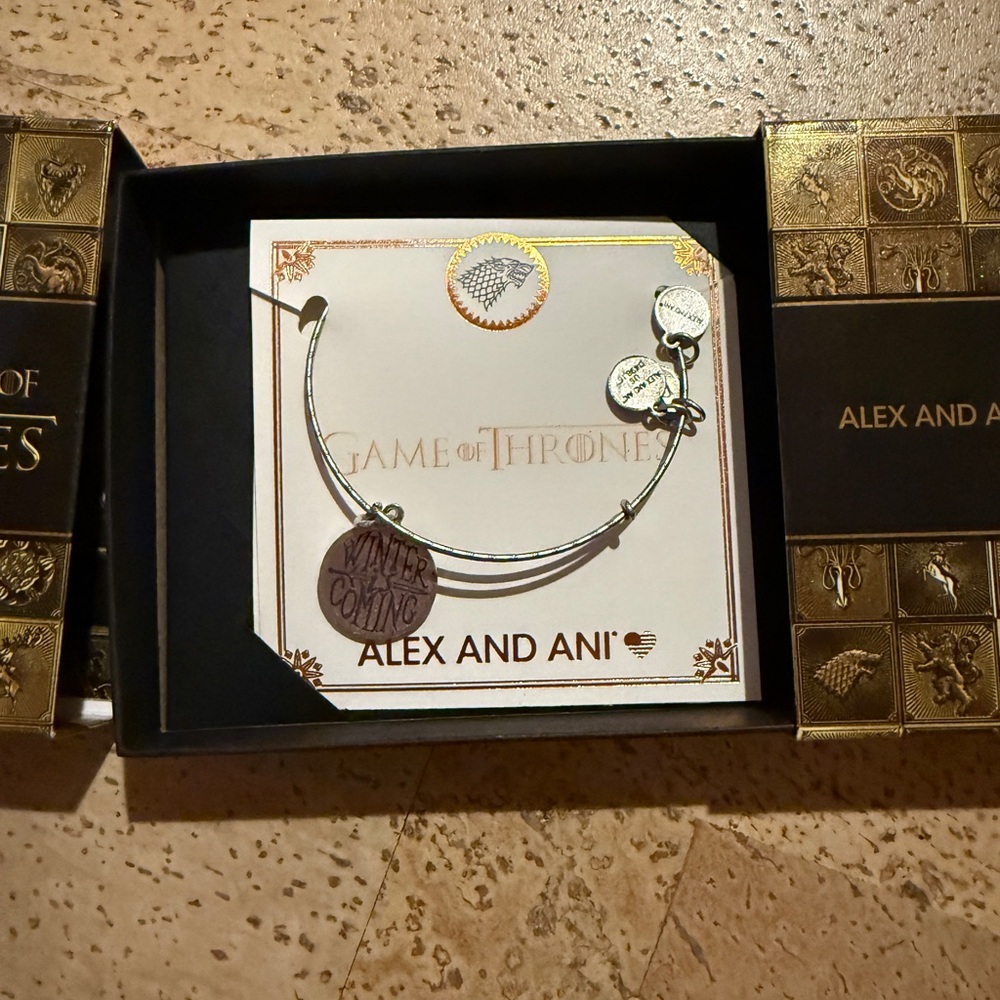 Alex and Ani Game of Thrones bracelet in collectible box, Winter is Coming
